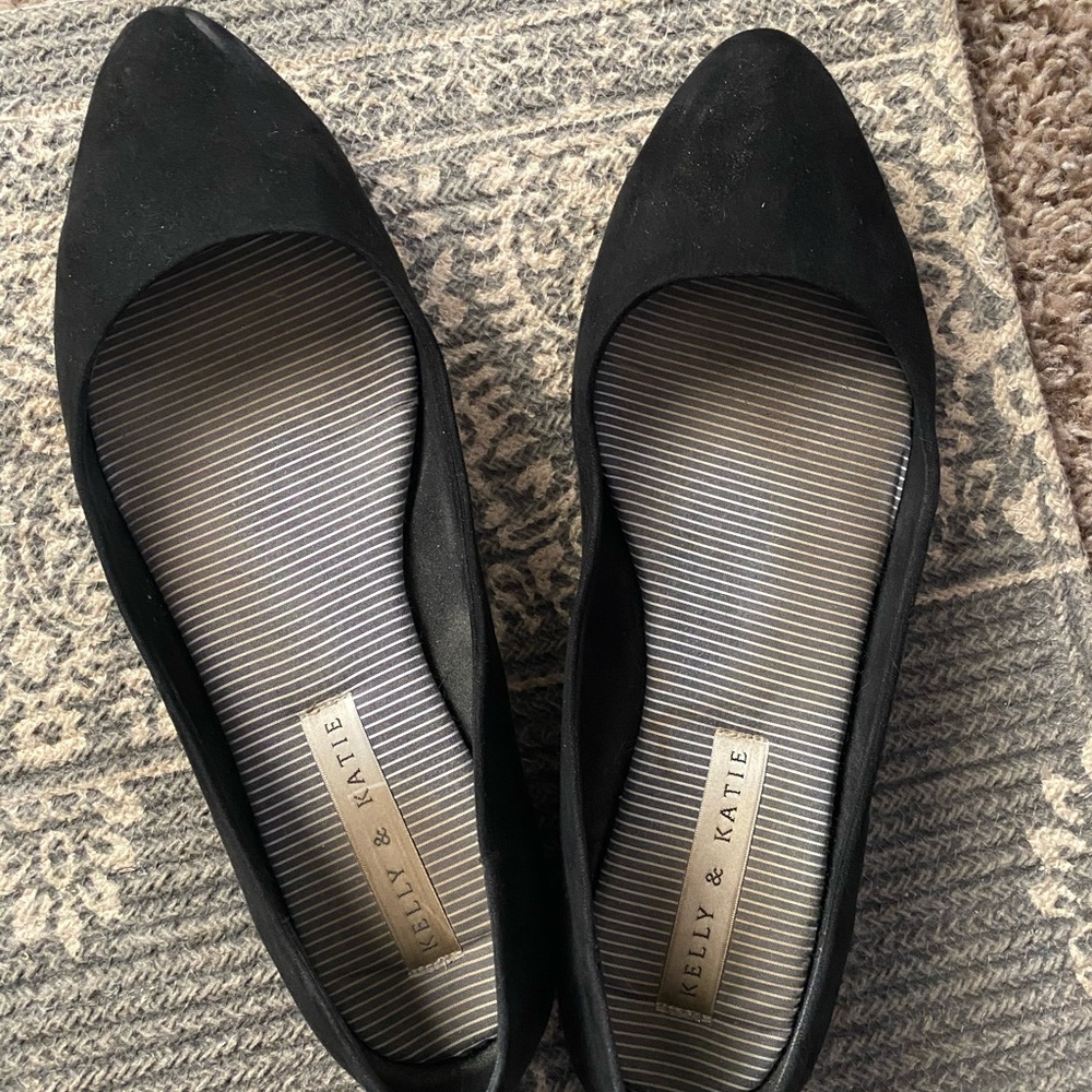 Black Suede Ballet Flats- Size 10